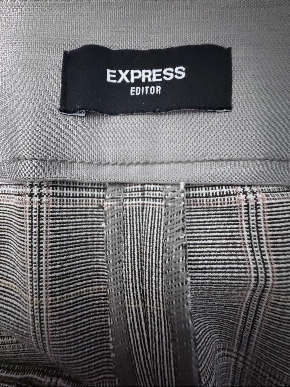 Express Gray Plaid Tailored Ankle Trousers - Picture 15 of 15